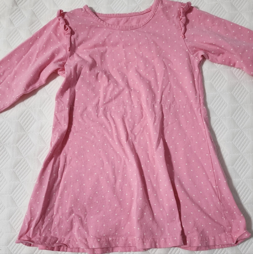 Pink Polka Dot Long Sleeve Dress